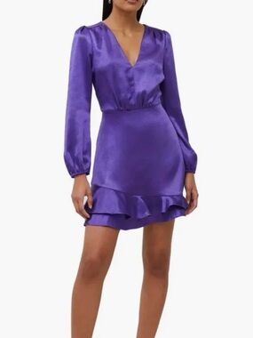 French Connection Denney Satin Dress Size 6 - Cobalt Violet NWT